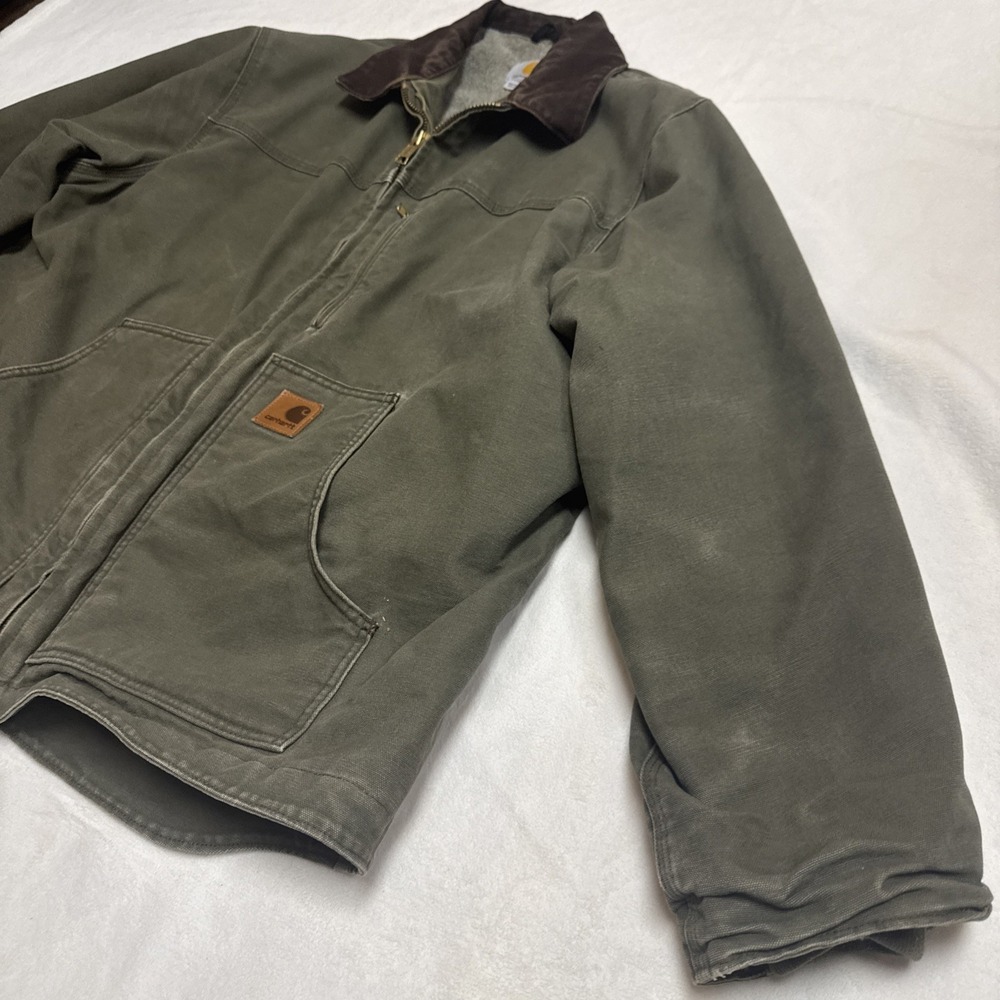 Vintage Carhartt Sherpa Jacket‎ C61 ARG Size 2XL Army Green - Picture 3 of 16